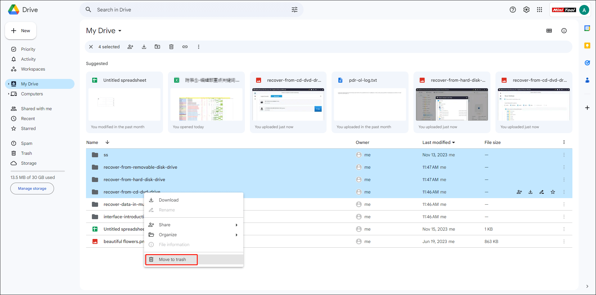delete multiple files