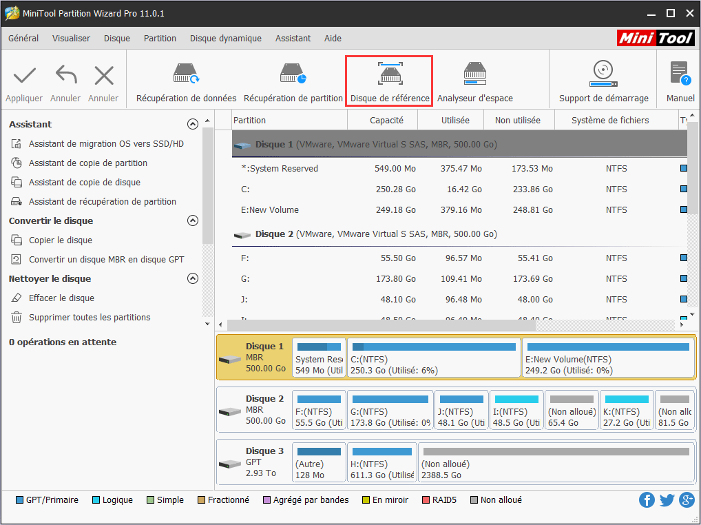 sélectionnez Disque de référence dans la barre d’outils