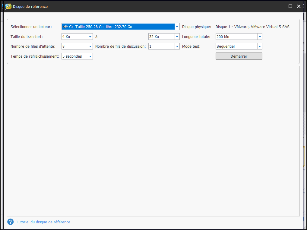 configurez les paramètres suivants avant de cliquer sur le bouton Démarrer