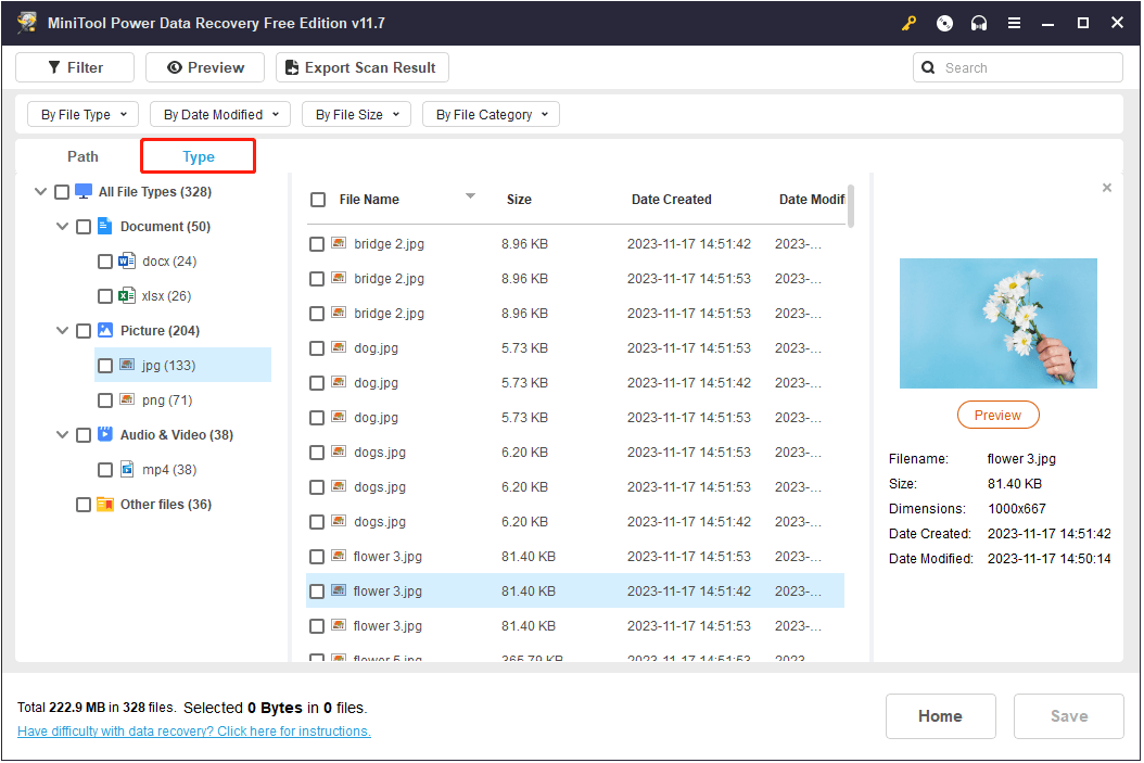 view files by file type