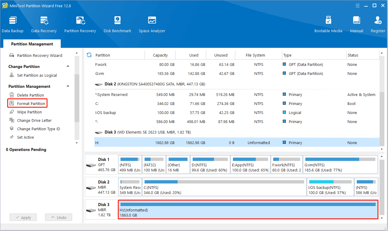 format the partition