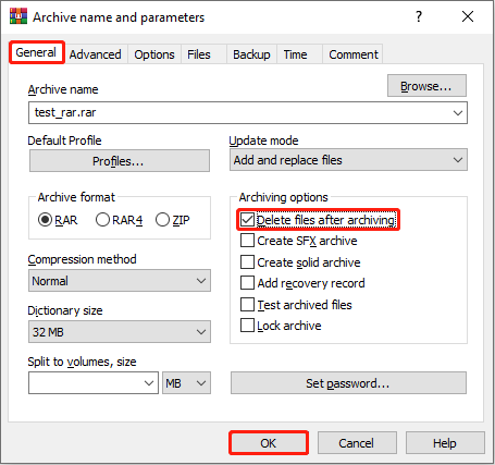 change archiving options