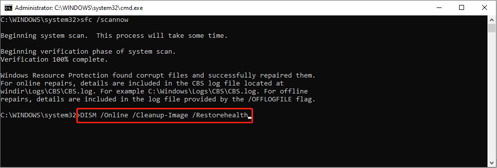 run the DISM command