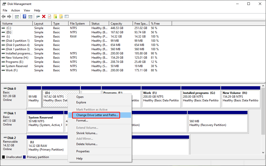 select Change Drive Letter and Paths