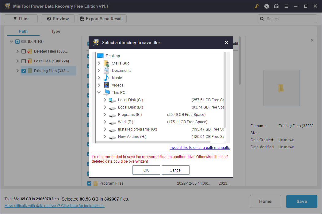 select a directory to save files