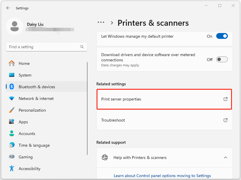 click Print server properties