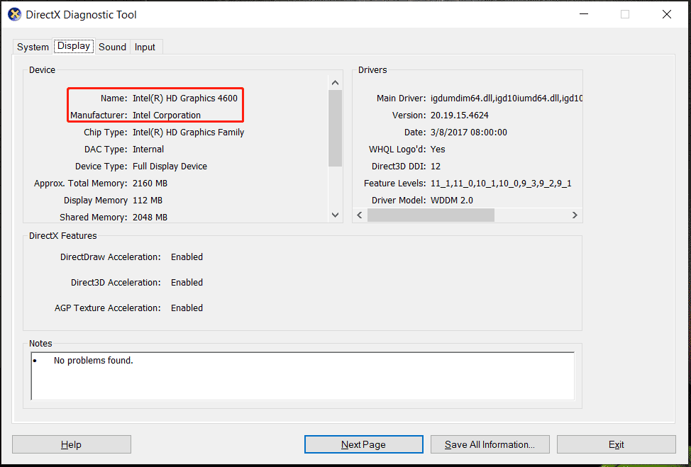 DirectX Diagnostic Tool