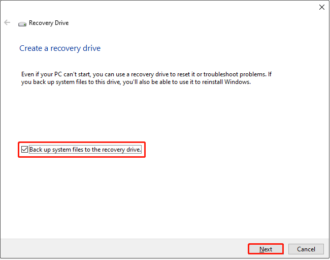 create a recovery drive