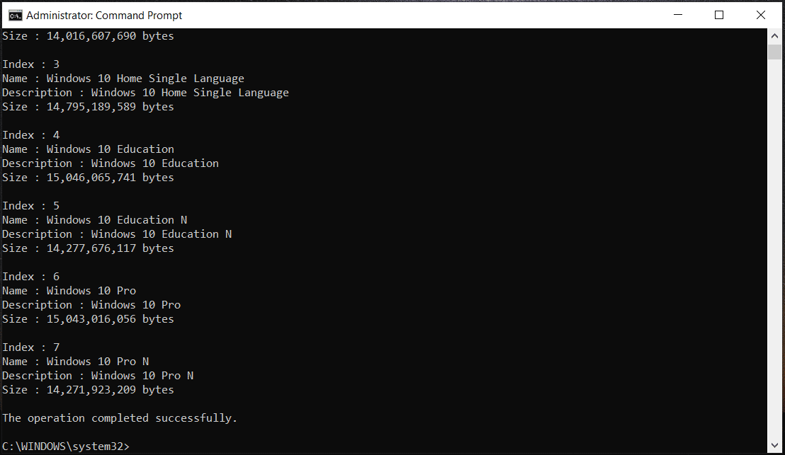 know ISO install.wim index