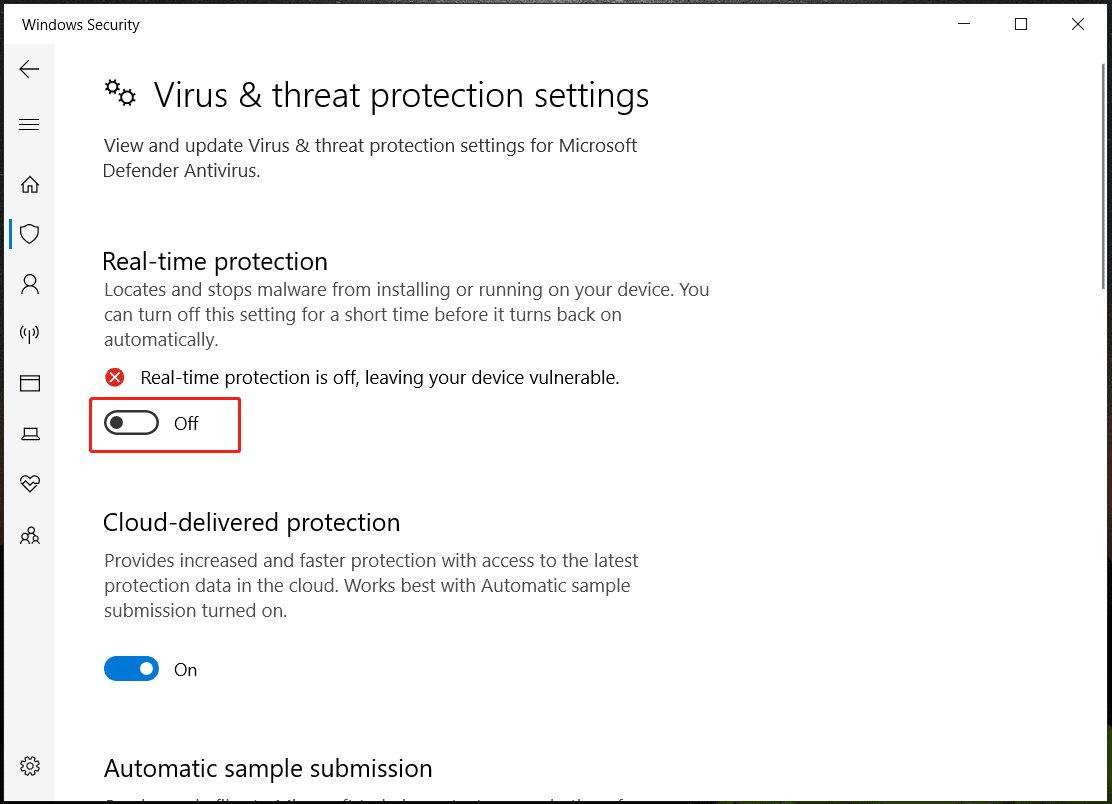 disable Windows Security