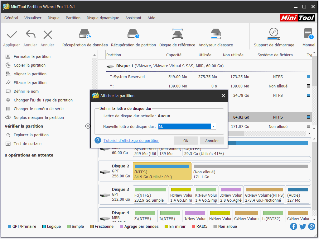 définir une nouvelle lettre de lecteur sur la partition cible