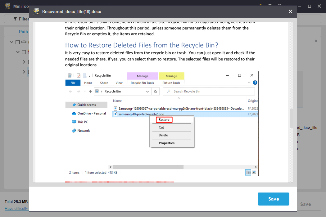 preview a Word document for conformation