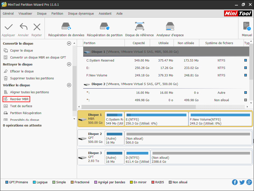 cliquez sur Recréer MBR