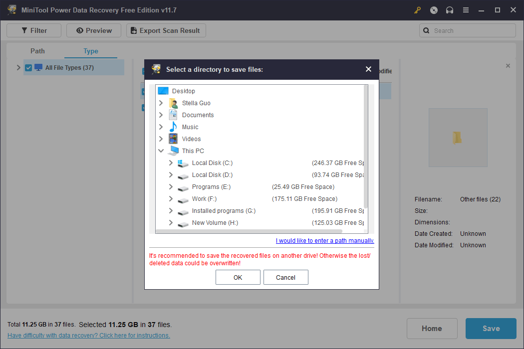 select a directory to save files