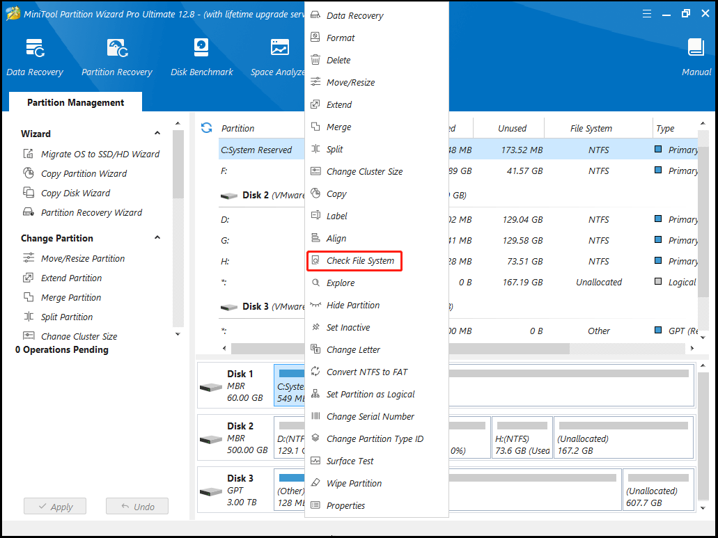 click Check File System