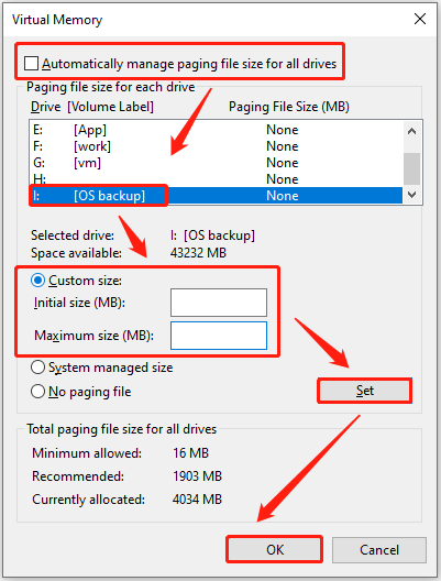 change paging file size