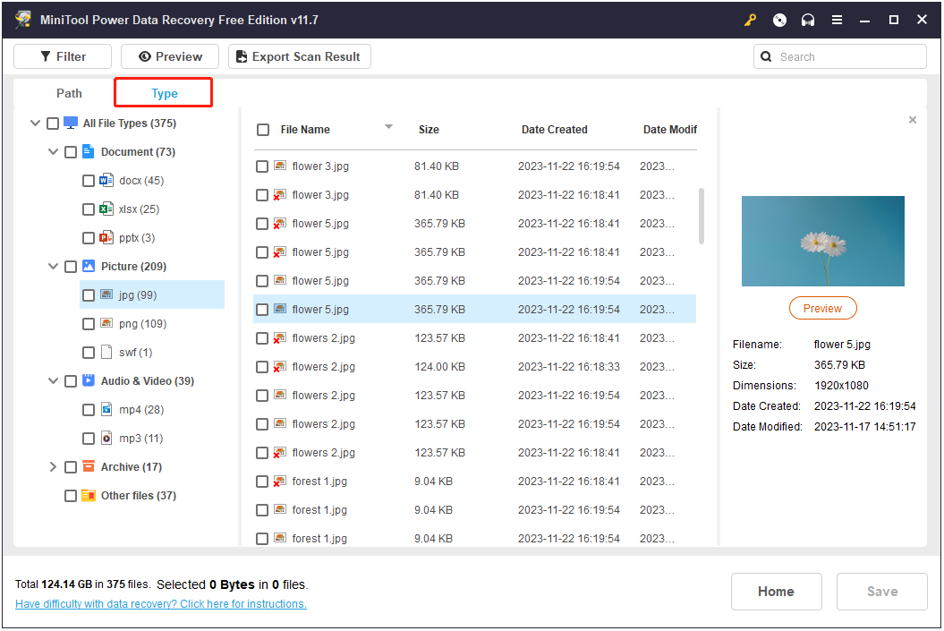 view files by file type