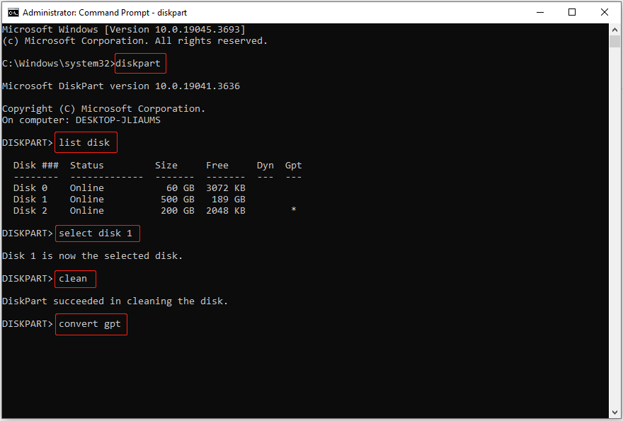 convert MBR to GPT