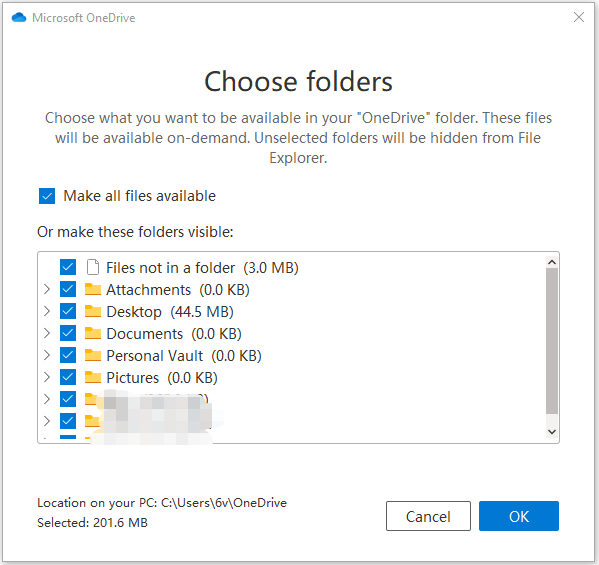 choose your local folders that you want to sync