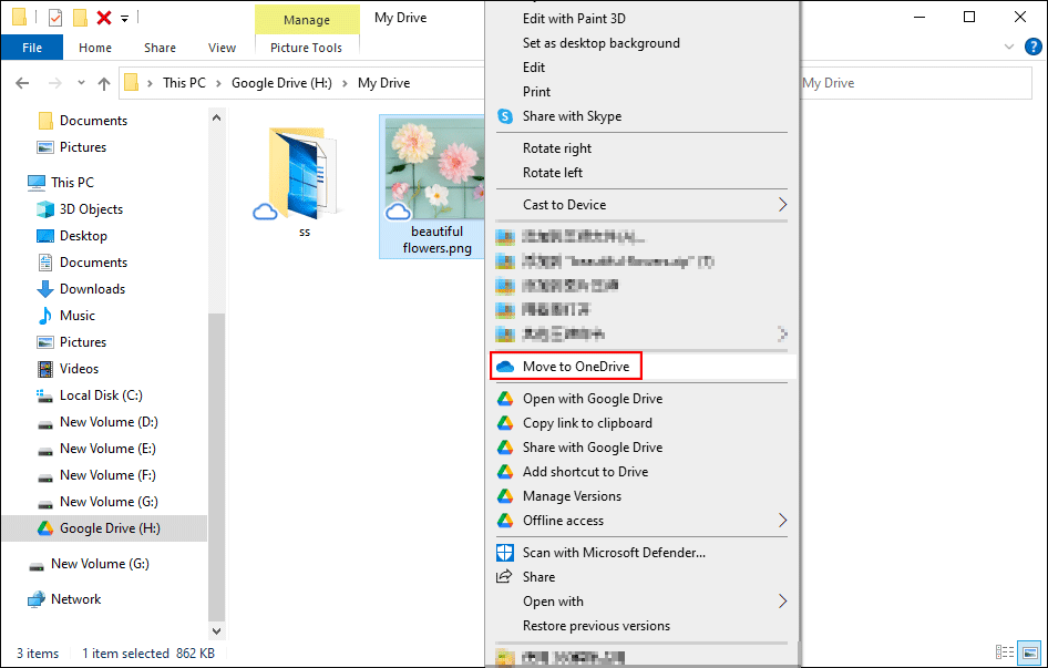 move files to OneDrive