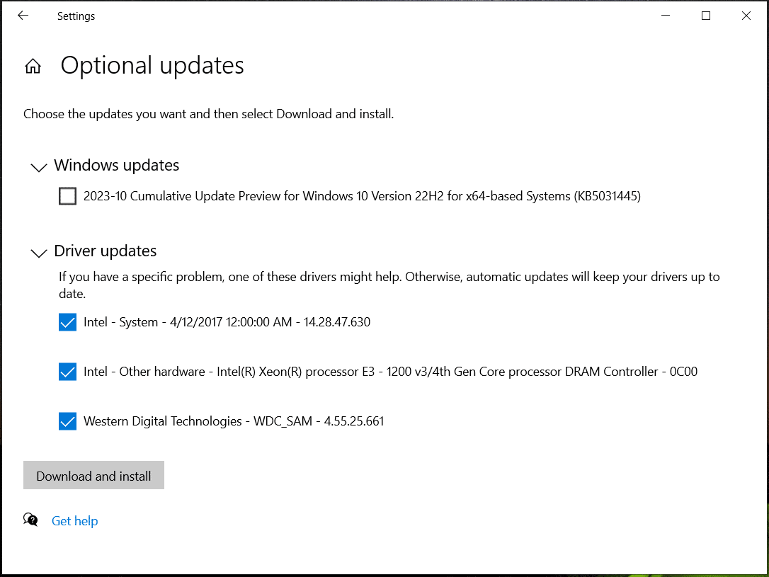 update drivers via Windows Update