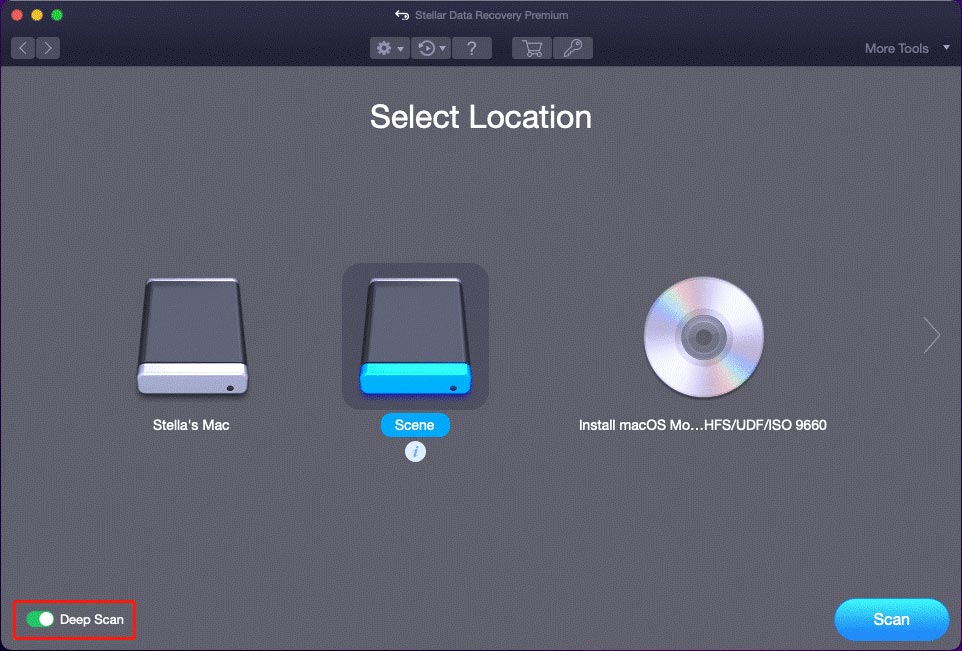 select the target WD hard drive to scan