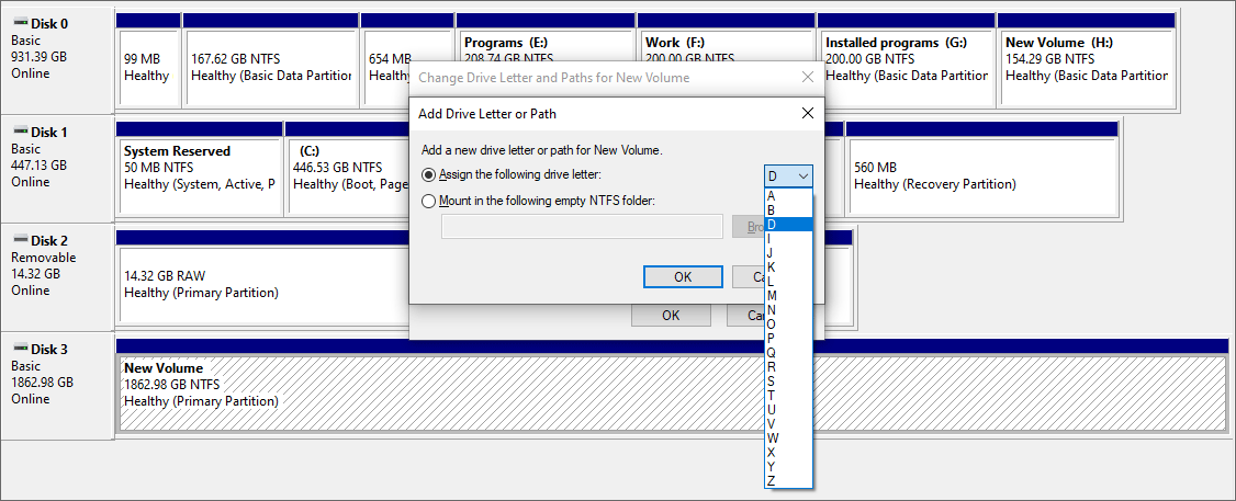 assign a drive letter for the drive