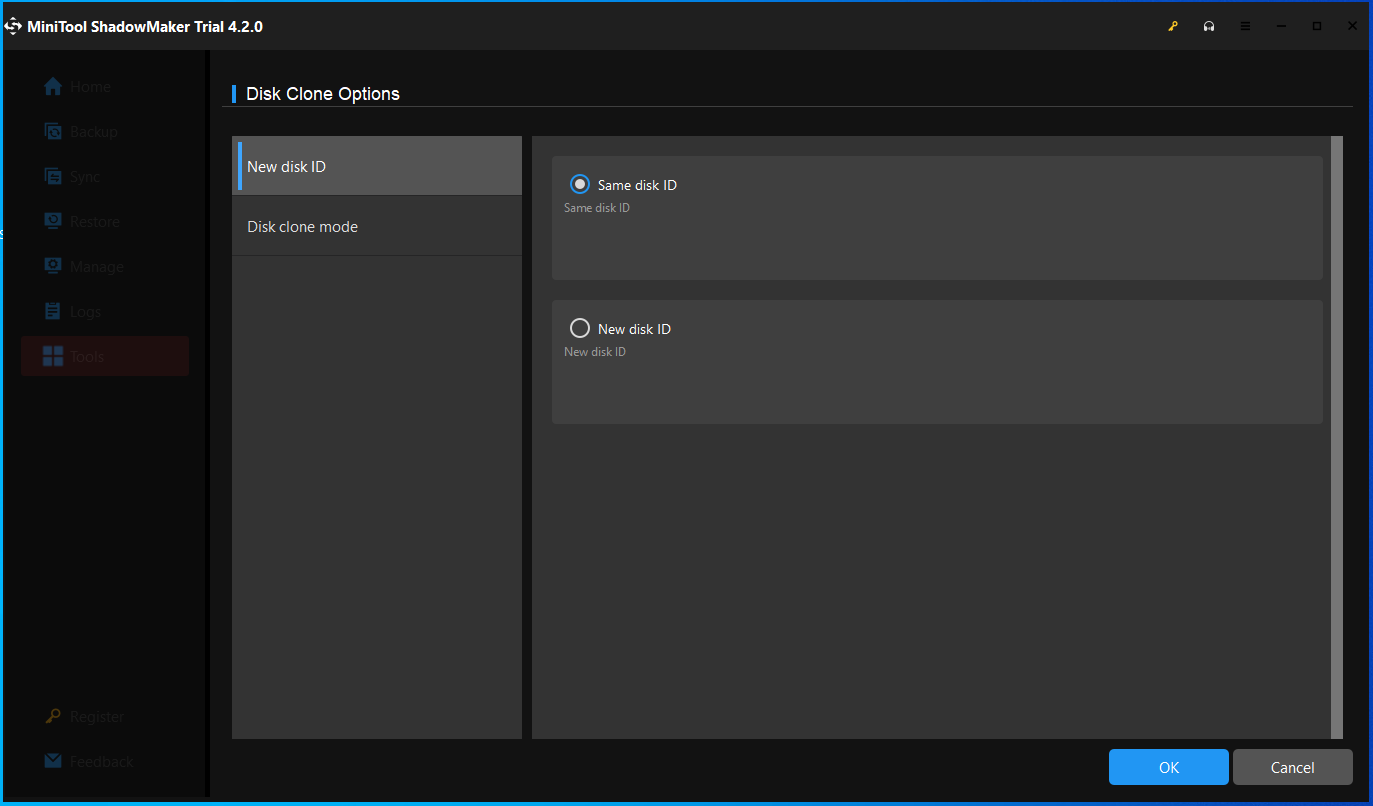 choose disk clone options