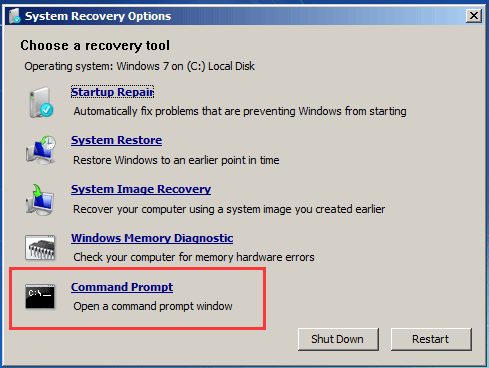 choose Command Prompt