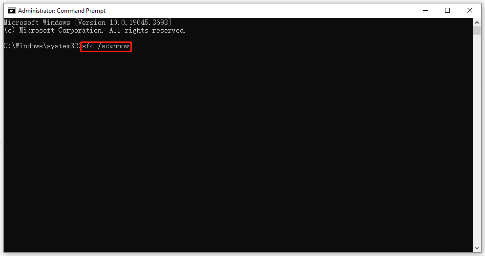 execute sfc /scannow