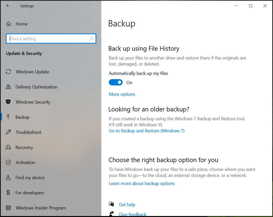 Windows 10 File History