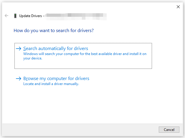 hit Search automatically for drivers