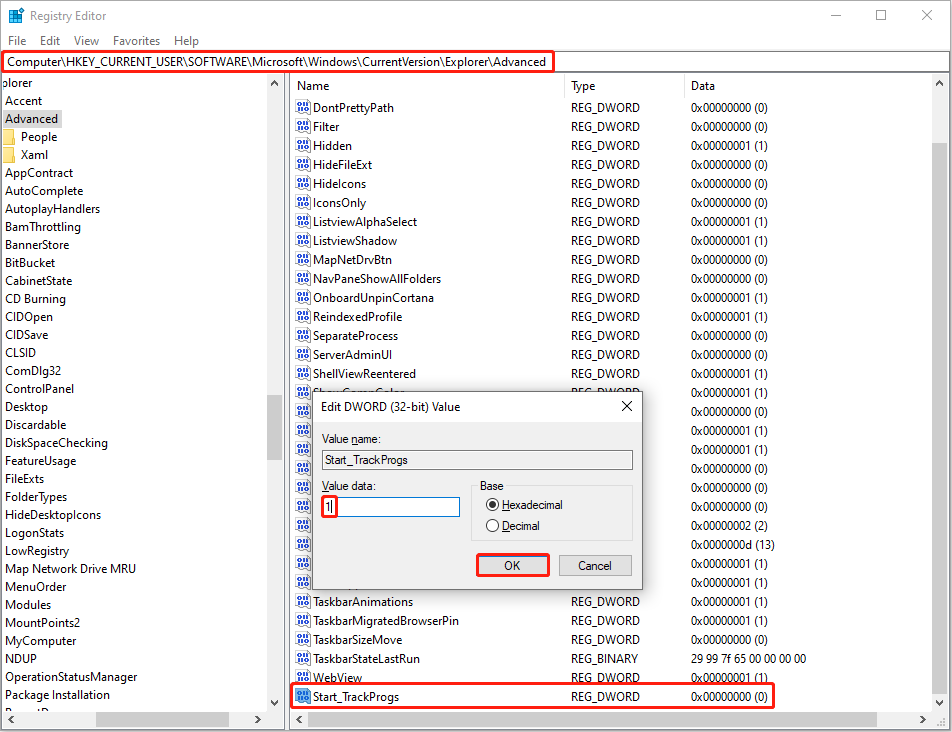 disable the registry key