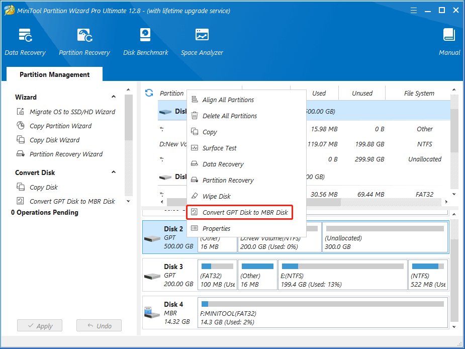 convert GPT disk to MBR