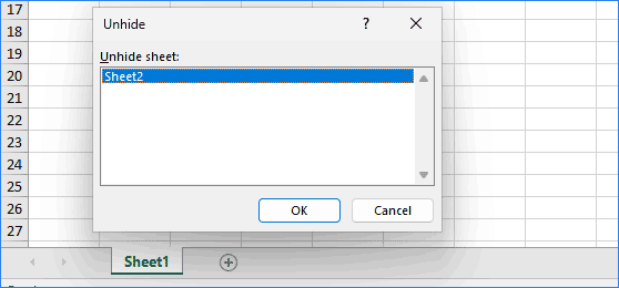 unhide Excel tab