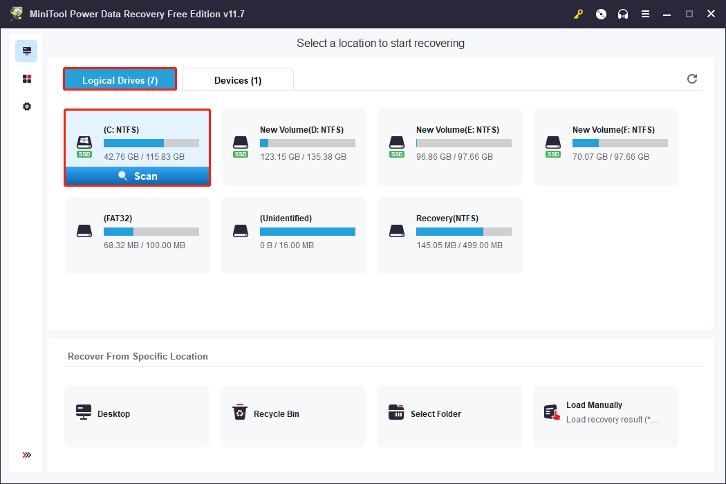 scan the drive to find the lost file