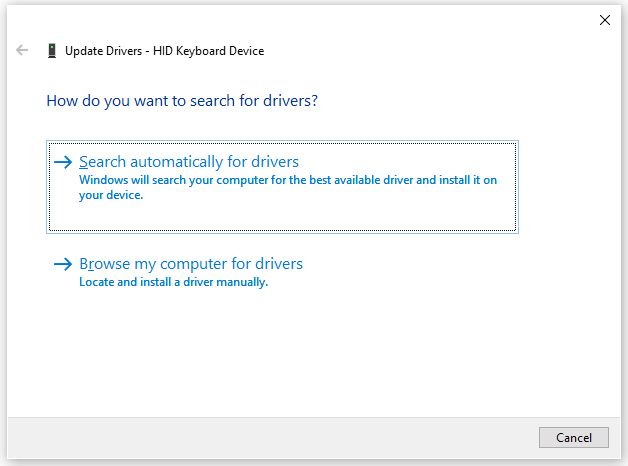 Search automatically for drivers