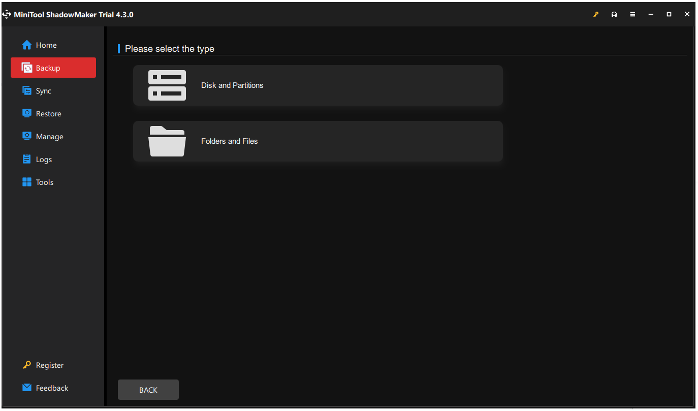 choose backup source