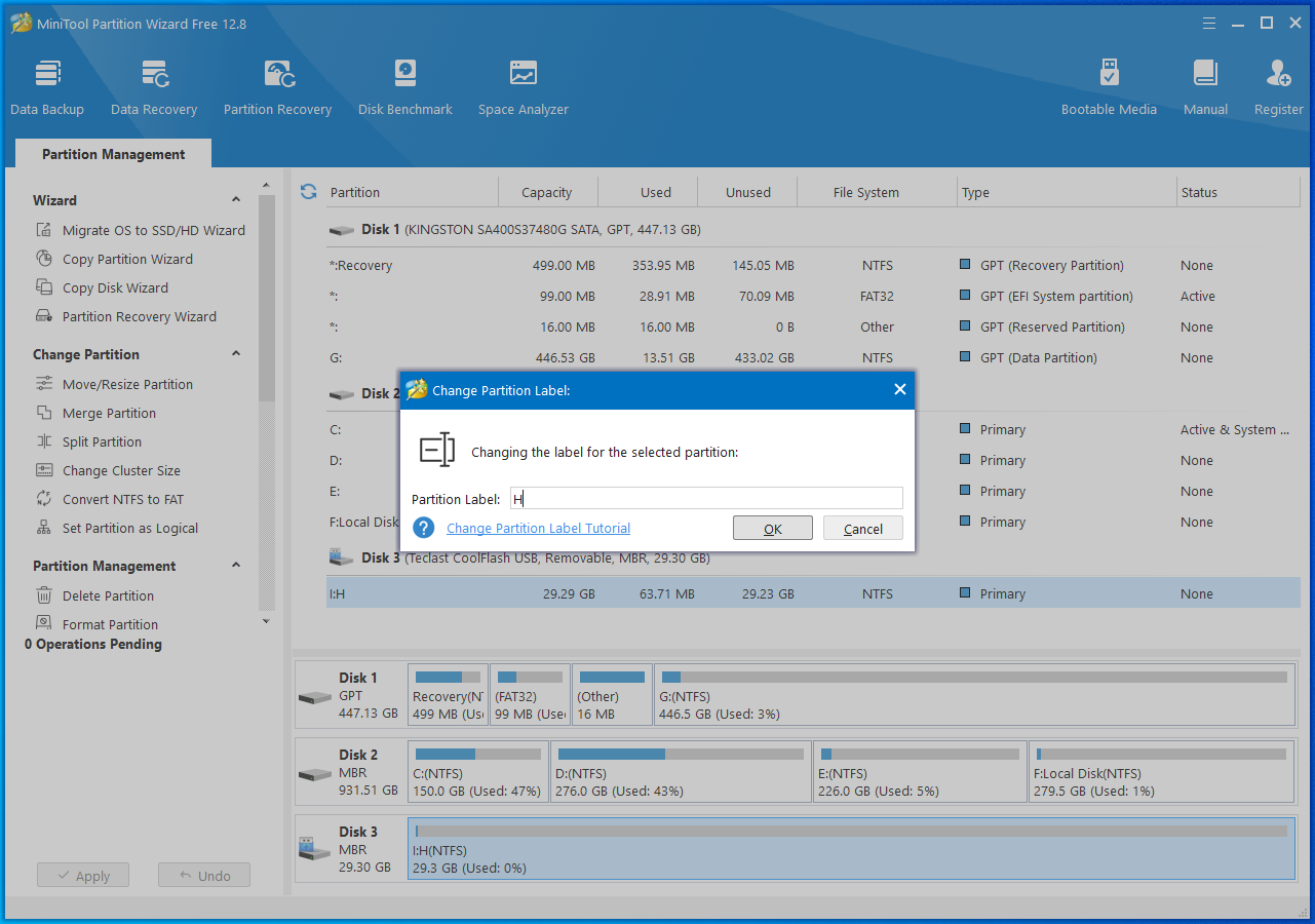 change the partition label