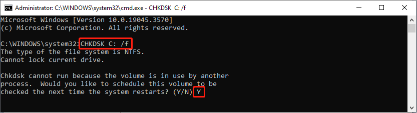 run the CHKDSK command