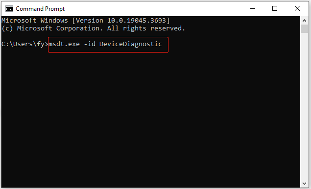 type the command line