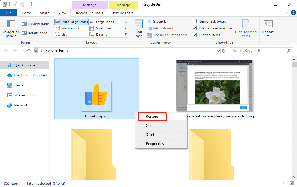 restore the deleted GIF file