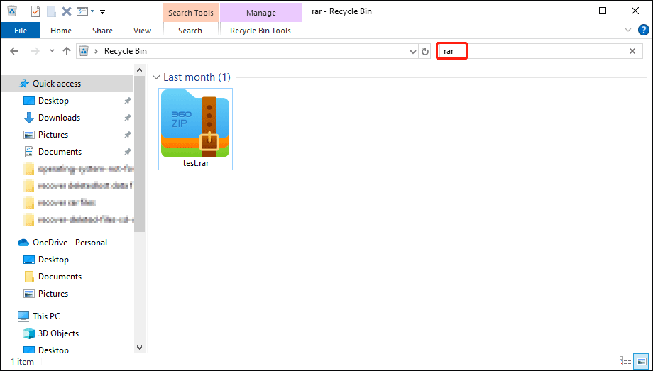 recover from the Recycle Bin