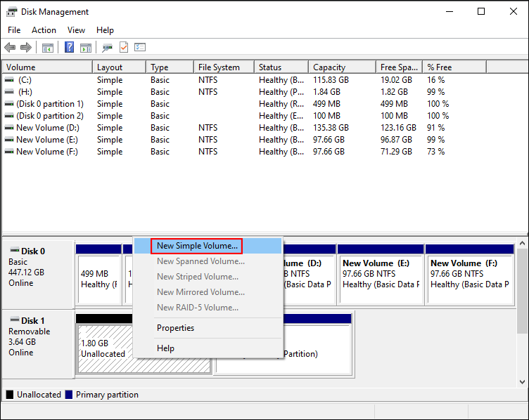 create a new partition