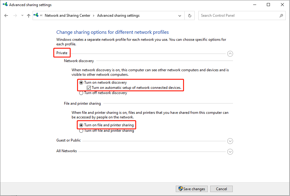 change settings