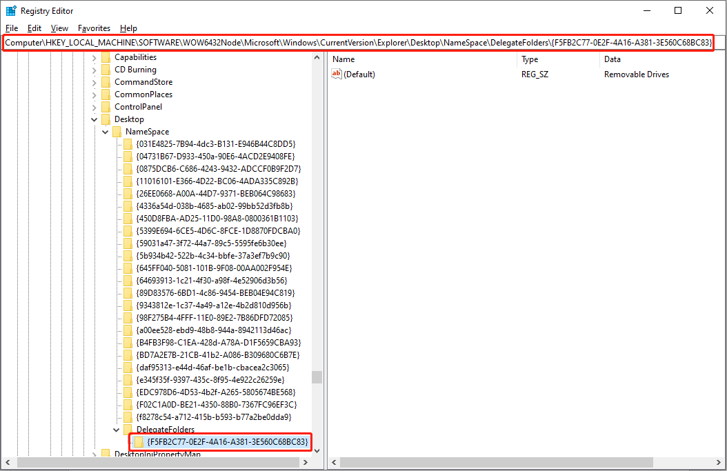 delete the corresponding registry key