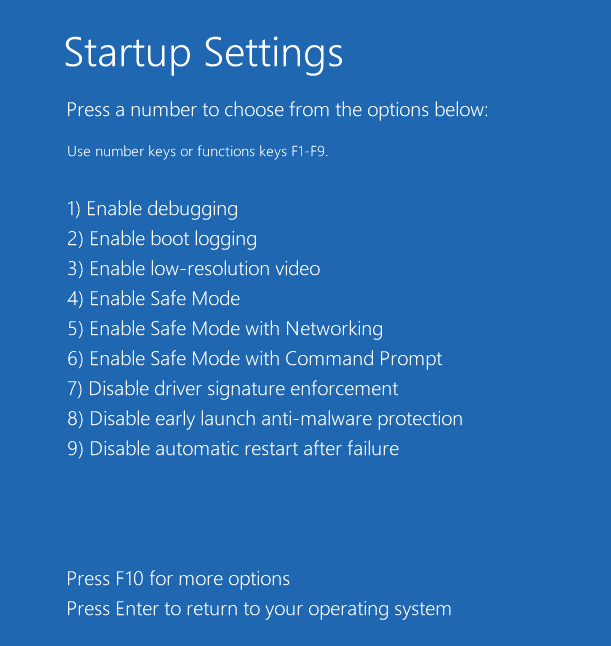  Startup Settings