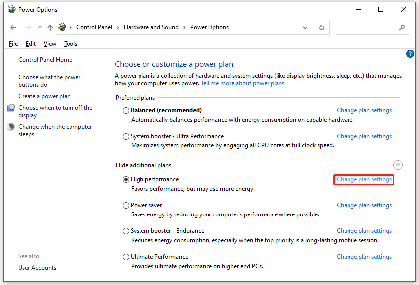 hit Change plan settings