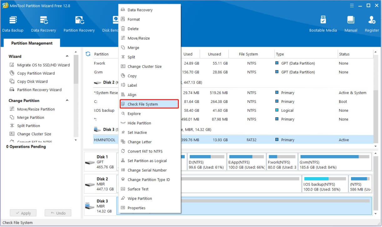 check the USB drive’s file system