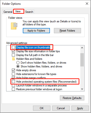 change View settings